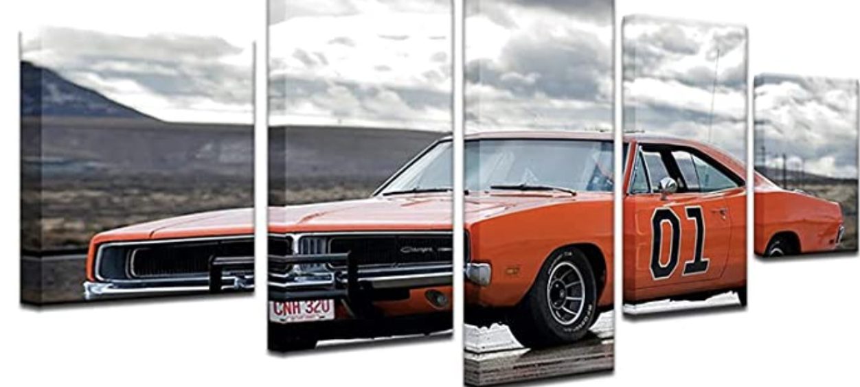 Dukes of Hazzard General Lee 1969 Dodge Charger 5 Pieces Wall Art Decor
