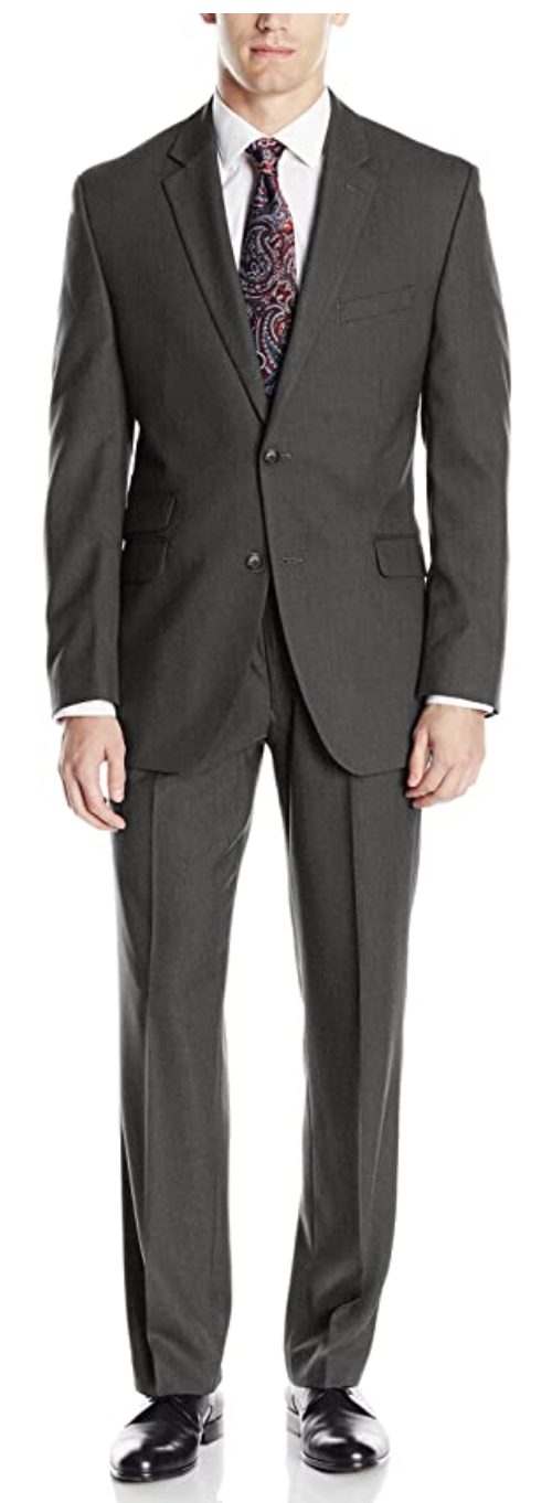 Perry Ellis Men’s Slim Fit Suit with Hemmed Pant