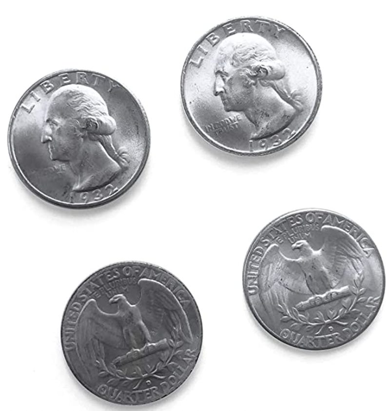 Canailles 2-Pack Double-Sided Quarters, 1 Double-Sided Heads Coin and 1 Double-Sided Tails Coin