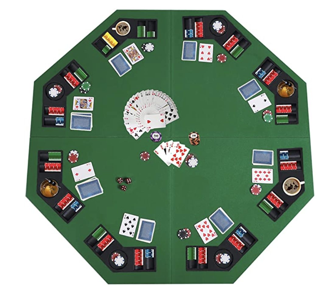 JungleA 48-inch Portable Poker Table Top Folding Octagon 8-Player Poker